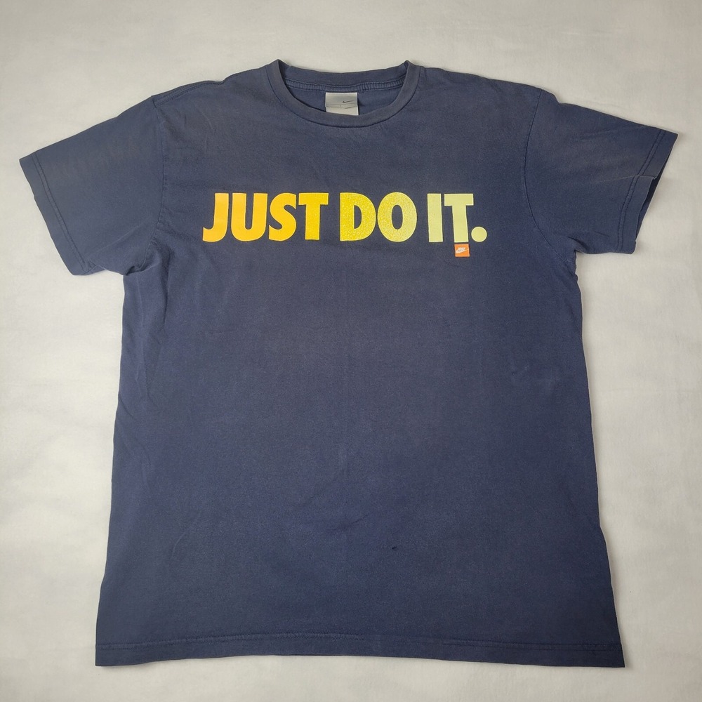 Nike Y2K T-Shirt Men Sz L Blue Just Do It Grey Tag With Back Hit Read